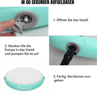 FBSPORT Airspot Felfújható Tornaszőnyeg Gimnasztikai Edzőpad Pumpával - 100 * 20 cm, Mint green 3