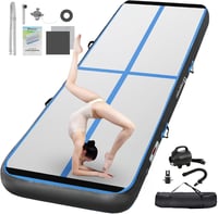 FBSPORT Airtrack Tornaszőnyeg 10-20cm Vastag Légugrálópad Tornához Otthonra - 300 x 100 x 10 cm, Black Blue 1