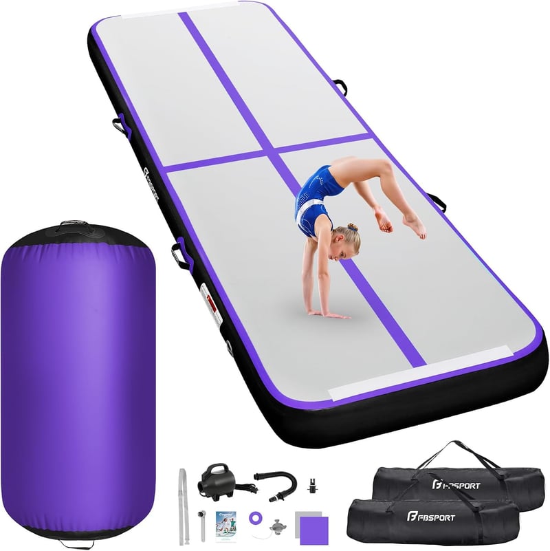FBSPORT Airtrack Tornaszőnyeg 4m x 100cm x 10cm  Légpumpával és Tekerccsel