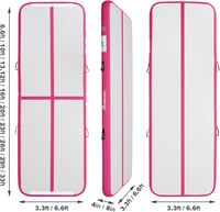 FBSPORT Airtrack Tornaszőnyeg 600x100x20 cm - Felfújható Vastag Edzőmatrac Pumpával és Hordtáskával - Rózsaszín PVC Tornamatrac Jógához, Ott 2