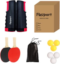 FBSPORT Asztalitenisz Szett - 2 Ütő, 6 Labda, Hálóval és Táskával, Fekete Ping Pong Készlet Kezdőknek és Haladóknak 8