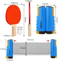 FBSPORT Asztalitenisz Szett Kék - Kihúzható Háló, 6 Pingpong Labda, Fa Ütők, Hordozható Készlet Kezdőknek és Profiknak 4