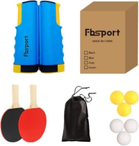 FBSPORT Asztalitenisz Szett Kék - Kihúzható Háló, 6 Pingpong Labda, Fa Ütők, Hordozható Készlet Kezdőknek és Profiknak 8