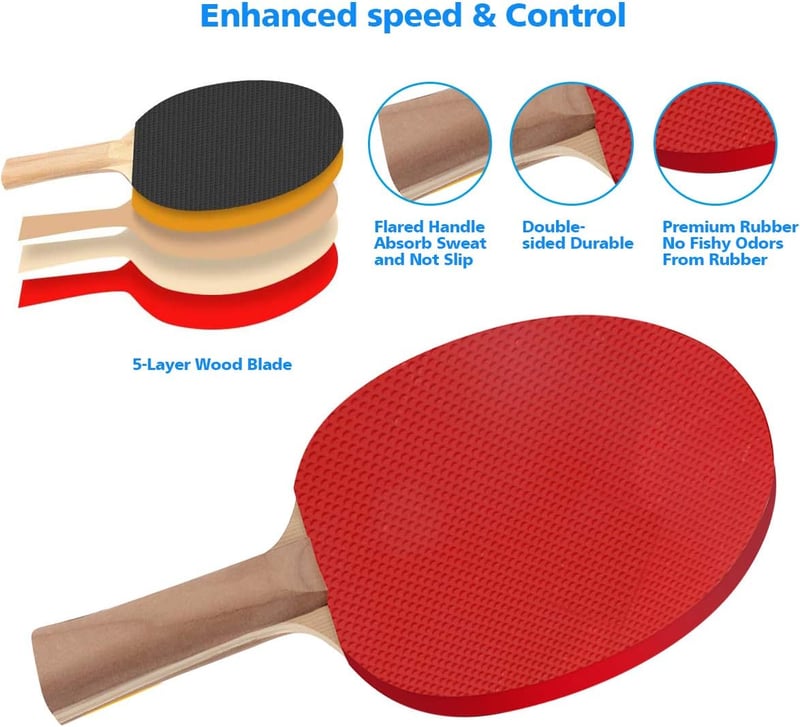 FBSPORT Profi Pingpong Szett 2 Ütővel, Hálóval, 6 Labdával és Táskával