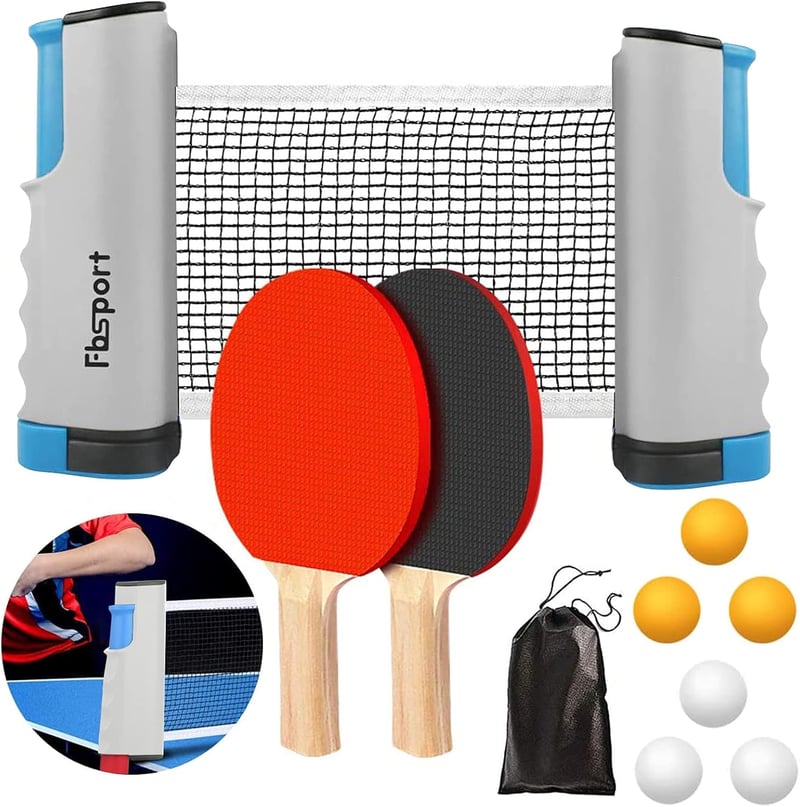 FBSPORT Profi Pingpong Szett 2 Ütővel, Hálóval, 6 Labdával és Táskával