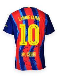 Tricou Oficial Replica FC Barcelona Lamine Yamal, Al Patrulea Echipament, Sezon 2025/26, Unisex, Blaugrana, Mărimea M, Poliester 2