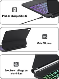 FOGARI iPad A16 11" és iPad 10 (2022) Billentyűzet - AZERTY Francia Kiosztás, Érintőpaddal, Mágneses Rögzítés, 7 Színű Háttérvilágítás, Véko 6
