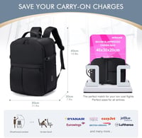 BAGZY Vízálló Wizz Air Kézipoggyász Hátizsák 40x30x20 cm, USB-vel, 15,6" Laptoptartóval, Szürke 2