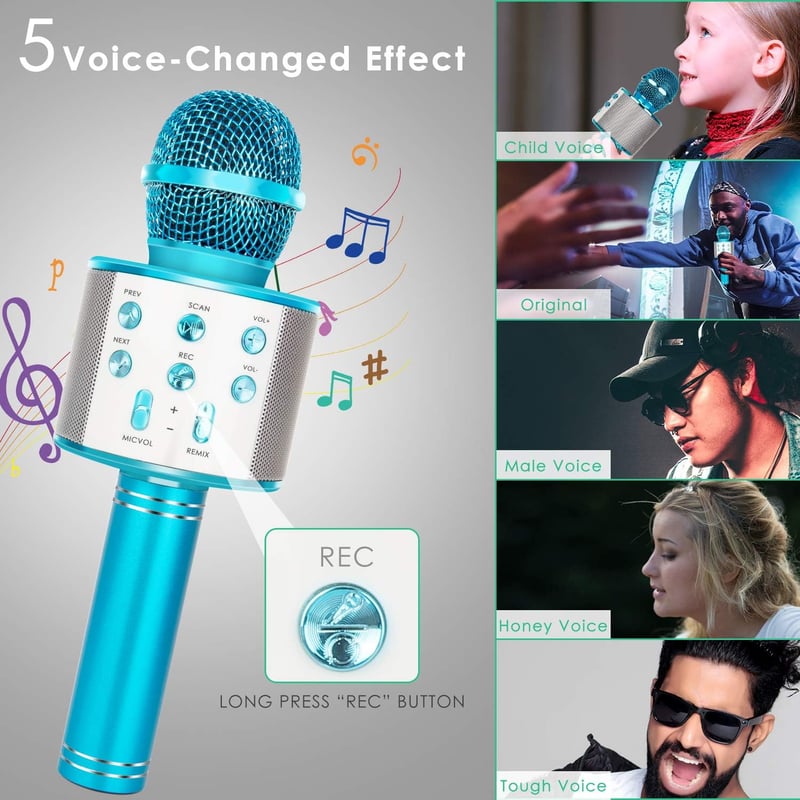 KIDWILL 5 az 1-ben Bluetooth Karaoke Mikrofon Hangszóróval és FM Rádióval, Gyerekeknek és Felnőtteknek
