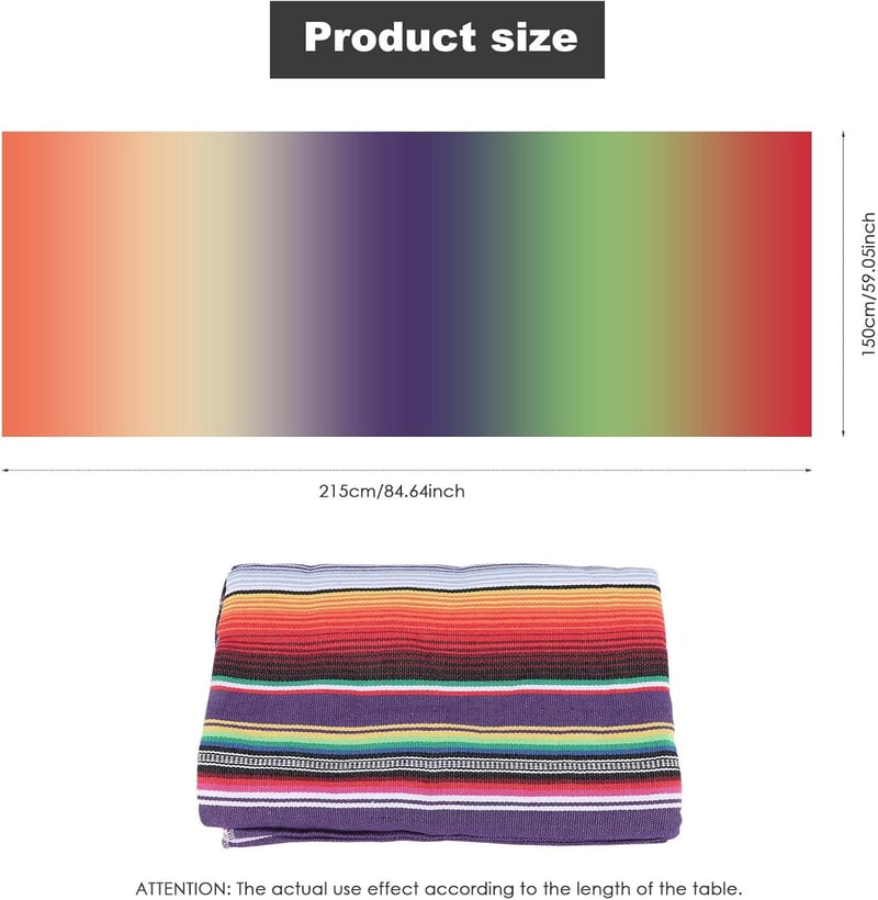 Happysnow Mexikói Pamut Asztalterítő - Lila Csíkos Többfunkciós Takaró Esküvői Dekorációhoz, Jóga Alátétnek, 150 x 200 cm, Kézzel Mosható