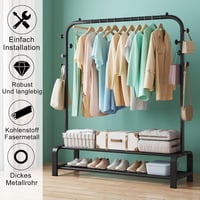 SMILOVII Fekete Ruhaállvány 6 Akasztóval és 2 Cipőtartóval 2