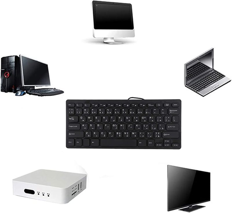 Yosoo ultravékony, halk, 78 gombos arab USB billentyűzet laptophoz és PC-hez