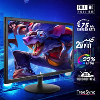 Wstirhy 22" Full HD Monitor - 75Hz LED Képernyő, 1920x1080 Felbontás, 5ms Válaszidő, HDMI/VGA Csatlakozás, Vékony Keret, Fekete Számítógép K 2