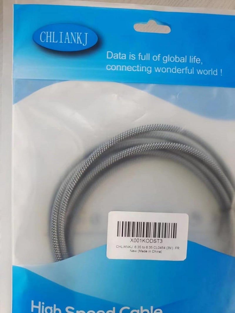 Nylon fonott gitárkábel 6.35 mm-es jack - Elektromos gitárhoz
