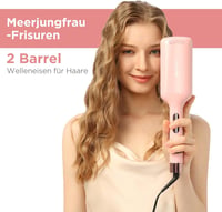 PARWIN PRO BEAUTY Sellő Hullám Hajvasaló - 32 mm Dupla Henger, 4 Hőfokozat, Rózsaszín, Minden Hajtípushoz, Ionos Technológia 2