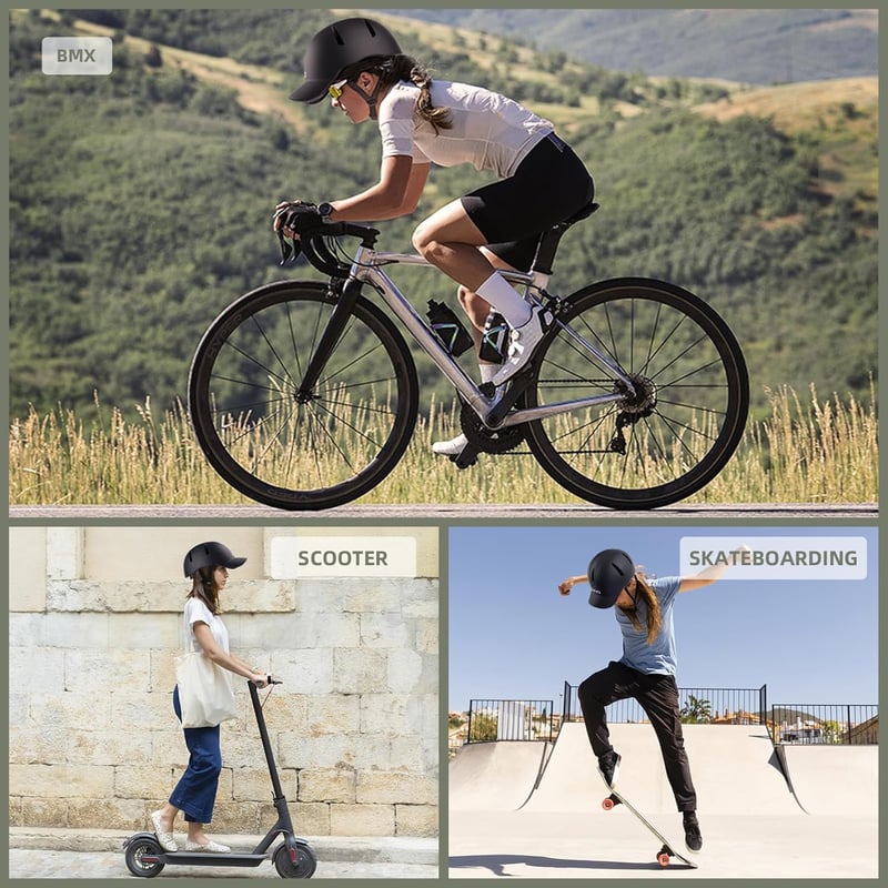 SIFVO Kerékpár Sisak Fekete Unisex Állítható Pánttal - Városi Kerékpározás Trekking Roller Sisak Felnőtt 56-61 cm L Méret