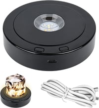 luolety LED Forgó Kiállítási Talp - Színes Fényekkel, 360 Fokos Forgatható Állvány Üveggömbhöz, Kristálygömbhöz, Ékszerekhez, USB/Elemes Műk 1