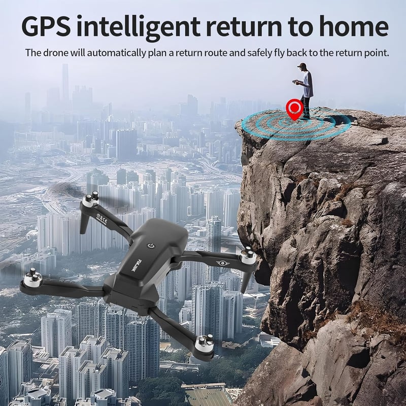 FAKJANK F417GPS 4K Drón GPS Navigációval - WiFi FPV Élő Videó, Automatikus Hazatérés, Követés Funkcióval, 90° Állítható Kamera, RGB LED Vilá