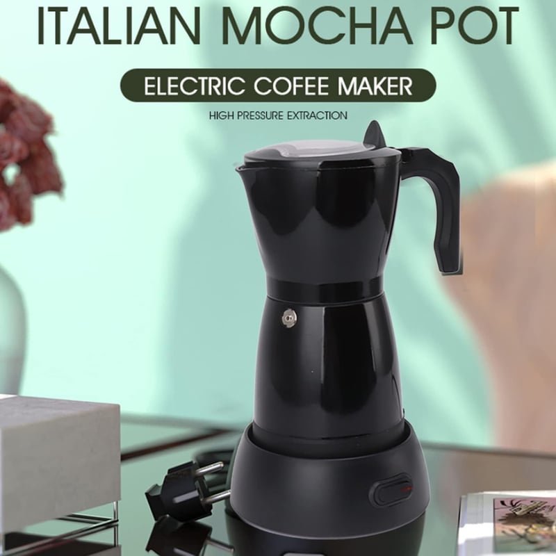 BuyWeek elektromos eszpresszó főző, 300ml, 6 csészés, fekete