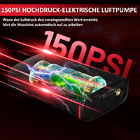 Hancaner 6000mAh-s Akkus Elektromos Pumpa 150PSI - Autó, Motor, Bicikli 4