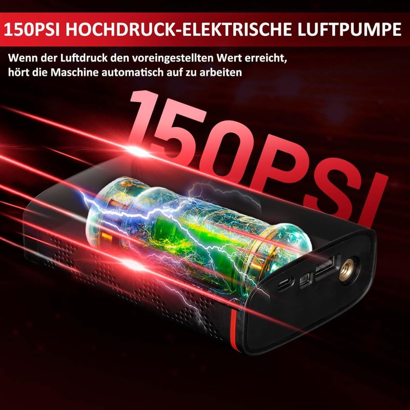 Hancaner 6000mAh-s Akkus Elektromos Pumpa 150PSI - Autó, Motor, Bicikli