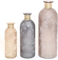 Set 3 Vaze decorative inimă Frank FLECHTWAREN - Vaze gri din sticlă cu decor aspect lemn, dimensiuni diferite, finisaj satinat 3