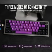 EPOMAKER EK68 65% Mechanikus Gamer Billentyűzet, Hot-Swap, Hármas Csatlakozás, 3000 mAh Akkumulátor, RGB Háttérvilágítás, PBT Keycaps, Feket 3