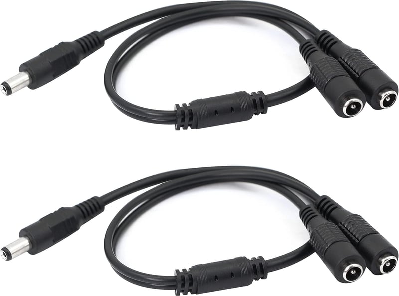 GINTOOYUN DC Tápkábel Elosztó, 5.5x2.1mm 1 Apa - 2 Anya Adapter, Biztonsági Kamerákhoz, Routerekhez, DVR Rendszerekhez, 12V 100W (2 db)