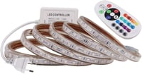 XUNATA RGB LED Szalag 2m, IP65 Vízálló, 230V, 60 LED/m, 24 Gombos Távirányítóval - Beltéri/Kültéri Dekoráció Karácsonyra, Partikra 2