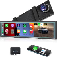 NHOPEEW 10,99" Visszapillantó Tükör 4K Első Kamerával - Vezeték Nélküli CarPlay & Android Auto - Éjjellátó Dupla Kamera WiFi FM Adóval 1