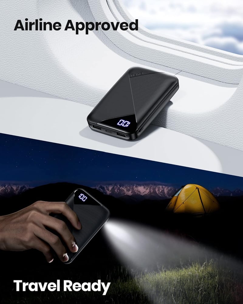 EAFU 10000mAh Hordozható Gyorstöltő Powerbank, 3A USB-C Külső Akkumulátor iPhone 15-14-13-12-11, Samsung Galaxy S22-S21, Google Pixel, LG Te