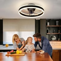 EIDISUNY Modern LED Mennyezeti Ventilátor Távirányítóval - 60W Fekete Lámpa 3 Színhőmérséklettel, Csendes Működés Nappaliba, Hálószobába 9