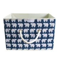 Skladací úložný box s vrchnákom Fcalvy - Úložný box na hračky s motívom ľadového medveďa pre deti, na oblečenie - Bavlnená látka, 38x25x25 cm 2