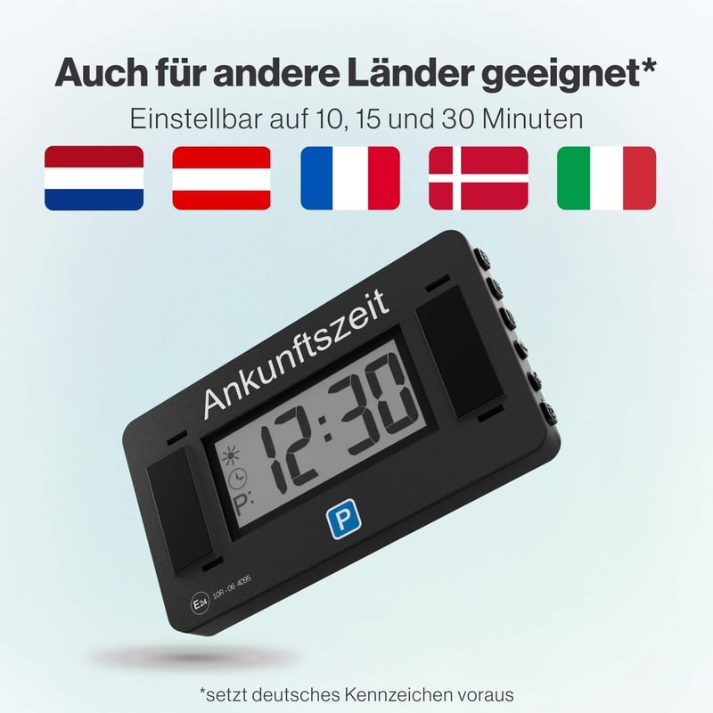Parkwächter V2 Elektronikus Parkolótárcsa Autóhoz - Automatikus Digitális Parkolóóra Jóváhagyással - Elemmel Működő Fekete Parkolási Asszisz