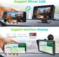 Podofo 7" Hordozható Autórádió - Apple CarPlay/Android Auto Támogatás, Bluetooth, IPS Érintőkijelző, FM, AUX, Tükrözés + 64GB TF Kártya 6