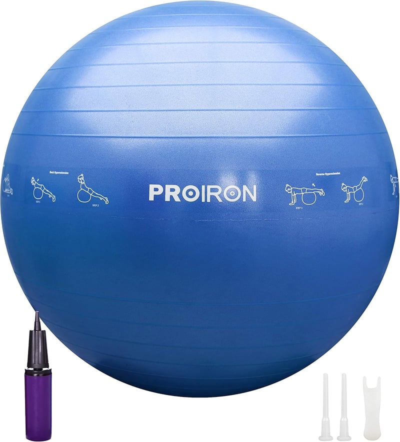 PROIRON 65cm-es Rózsaszín Fitnesz Labda Pózrajzokkal, Pumpával