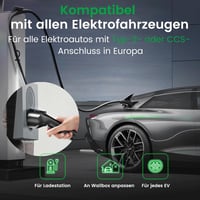 Cablu de încărcare GONEEO Type 2, 11 kW, 5m, 16A pentru mașini electrice, trifazat, cu geantă - Compatibil cu modelele Tesla, VW, BMW 6