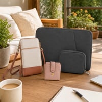 Városi karrier táskaszett: mini kártyatartós pénztárca + telefontartós válltáska + vízálló notebook tok 1
