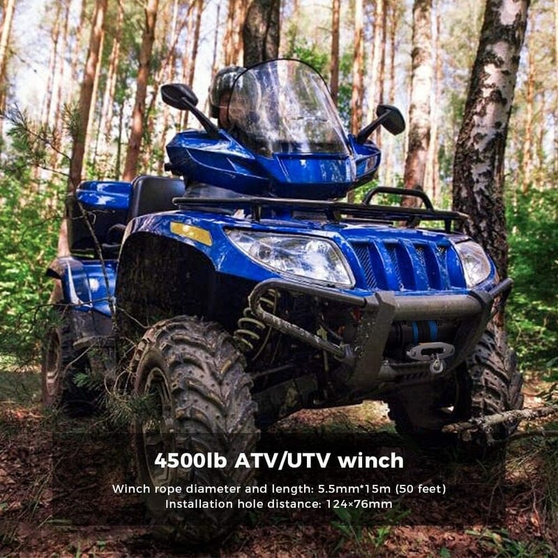 Anbull Elektromos Csörlő 12V 4500LBS/2045kg - Szintetikus Kötéllel, IP67 Vízálló, Vezeték Nélküli Távirányítóval - ATV UTV Kompatibilis