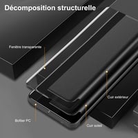 Fciaeytou Samsung Galaxy A56 5G flip tok, Clear View, 360°-os védelem - fekete 3