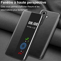 Fciaeytou Samsung Galaxy A56 5G flip tok, Clear View, 360°-os védelem - fekete 7