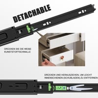Set 6 Perechi (12 buc) Șine de Sertar FCOUMY cu Extensie Completă, 30 cm, Glisiere cu Bile cu Închidere Lentă și Auto-închidere, Extensie în 3 Trepte, Montare Laterală, Negru 5