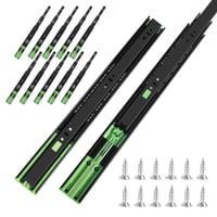 Set 6 Perechi (12 buc) Șine de Sertar FCOUMY cu Extensie Completă, 30 cm, Glisiere cu Bile cu Închidere Lentă și Auto-închidere, Extensie în 3 Trepte, Montare Laterală, Negru 1