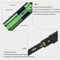 Set 6 Perechi (12 buc) Șine de Sertar FCOUMY cu Extensie Completă, 30 cm, Glisiere cu Bile cu Închidere Lentă și Auto-închidere, Extensie în 3 Trepte, Montare Laterală, Negru 4