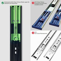 Set 6 Perechi (12 buc) Șine de Sertar FCOUMY cu Extensie Completă, 30 cm, Glisiere cu Bile cu Închidere Lentă și Auto-închidere, Extensie în 3 Trepte, Montare Laterală, Negru 6