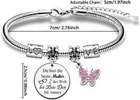 FCZIVA ezüst színű bangle karkötő charm pillangó medállal, kör medállal Anyák napjára ajándék anyának nagymamának kollegának feleségnek bará 2