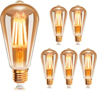 Extrastar E27 ST64 Retro Edison Izzó, 4W, 2200K Meleg Fehér, 400LM, Vintage Antik Dizájn, 35W Hagyományos Izzó Helyettesítő, 6 db-os Csomag 1