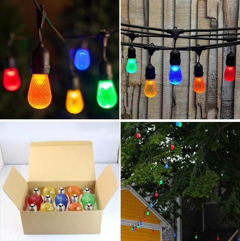 Törésálló E27 LED Színes Izzó Készlet Kültéri Füzérekhez - 15db S14