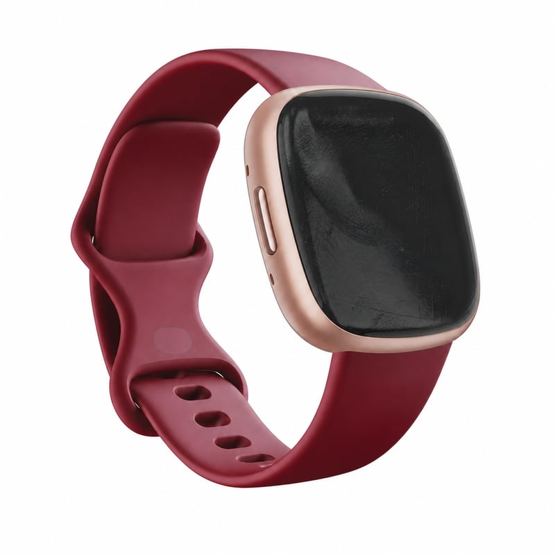Inteligentné hodinky Fitbit Versa 4 s GPS, malinovo červená farba, ružovozlatý hliníkový rám — chybné, na náhradné diely: Nabíjajú sa (stav: viď 2. obrázok)