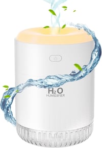 BAMCOO Mini USB Párásító LED Világítással - Állítható, Hordozható Légnedvesítő Éjszakai Fénnyel Hálószobába, Irodába, Gyerekszobába (Fehér) 1